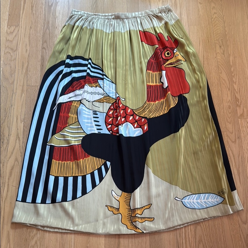 Michaele VollBracht Colorful Rooster Print Skirt